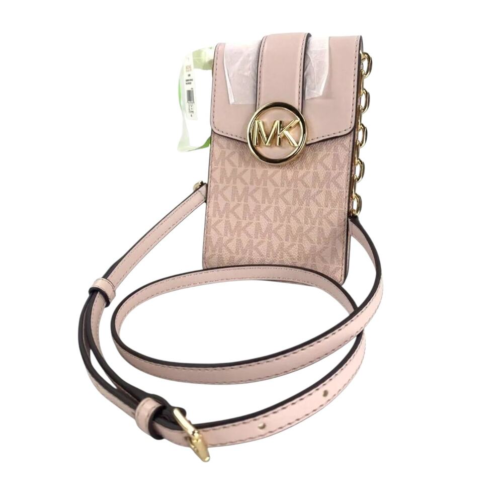 Michael Kors Carmen Logo Print Crossbody Bag Blush - Picture 10 of 11